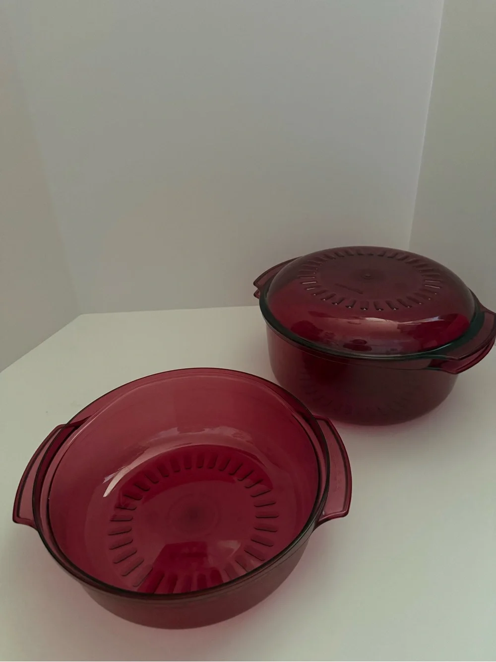 Vintage Tupperware Microwave Stack Cooker Steamer 1.25 Qt Cranberry 2 Bowl & Lid